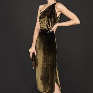 NWT* Reiss Eden Dress in Khaki (Velvet) - US2/UK6